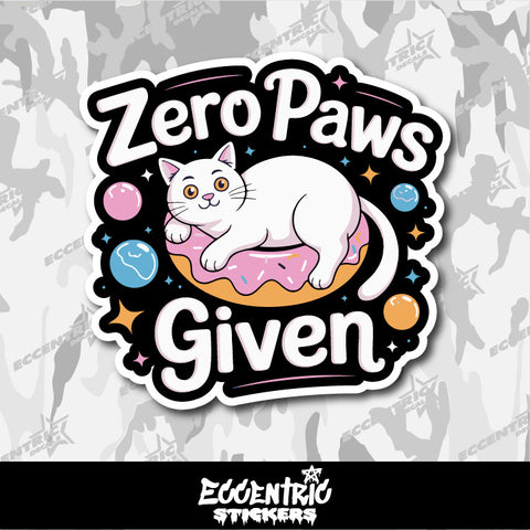 Zero Paws Given Lazy Cat in Donut — an Eccentric Stickers design