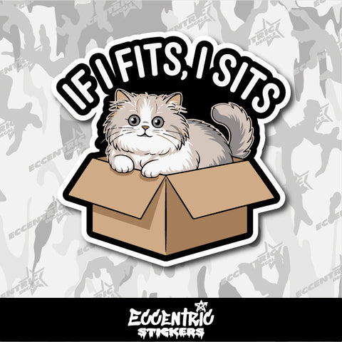 If I Fit I Sits Fluffy Cat — an Eccentric Stickers design