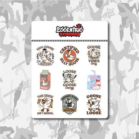 Funny Silly Goose Sheet — an Eccentric Stickers design